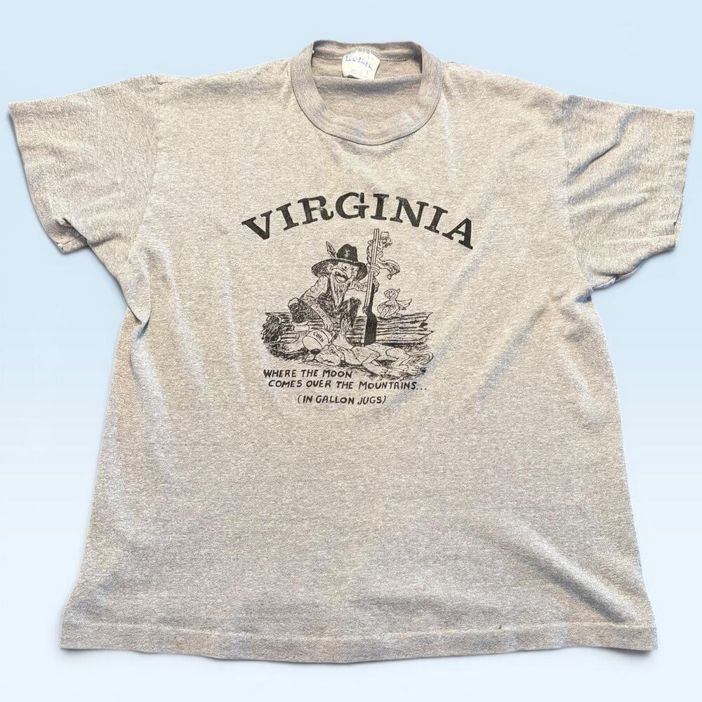 Vintage Virginia Fox Shirt Mens Large Gray Tee-Jays Souvenir Tee T-Shirt USA